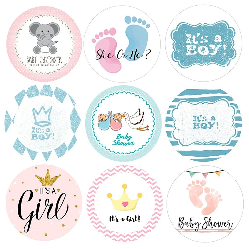4.5cm Lovely Baby Shower Stickers Gender Reveal Party Gift Labels Sticker DIY Crafts Kids Gift Birthday/Baby Shower Decorations