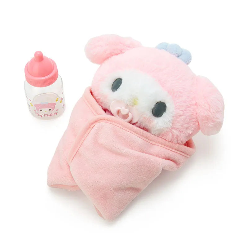 Kawaii Cinnamoroll My Melody Baby Pacifier Bottle Plush Doll Toys Anime Sanrios Girl Heart Cute Doll Set Gift Box Girl Gift