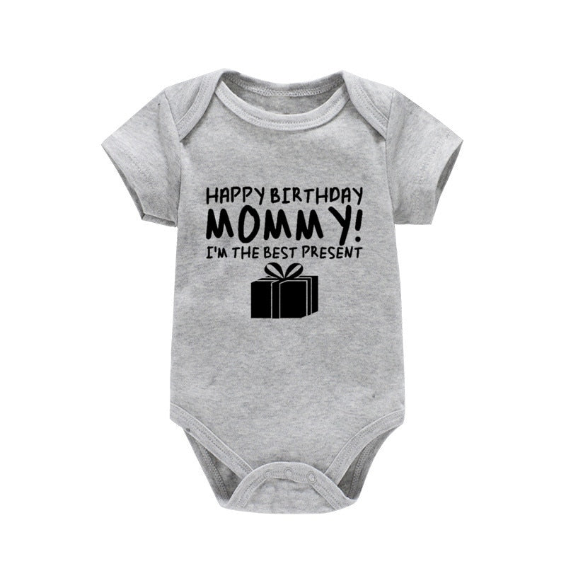 Happy Birthday MOMMY Print Cotton Baby Clothes Newborn Boys Girls Romper Cute Soft Infant Clothes Sleepsuit Gift for Mom