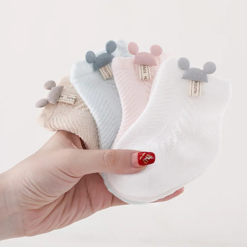 Thin Baby Socks Summer Breathable Mesh Socks Newborn Toddler Cartoon Boys Socks Princess Girls Clothing Accessories  0-2Y